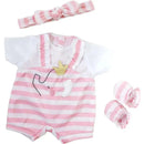JC Toys - Berenguer Boutique Baby Doll Outfit, Pink Stripes and White Overall Shorts, Ages 2+  Image 1