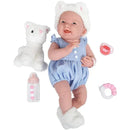 Jc Toys La Newborn 15 All Vinyl In Blue Onesie/White Cat Theme With Animal Friend Image 5