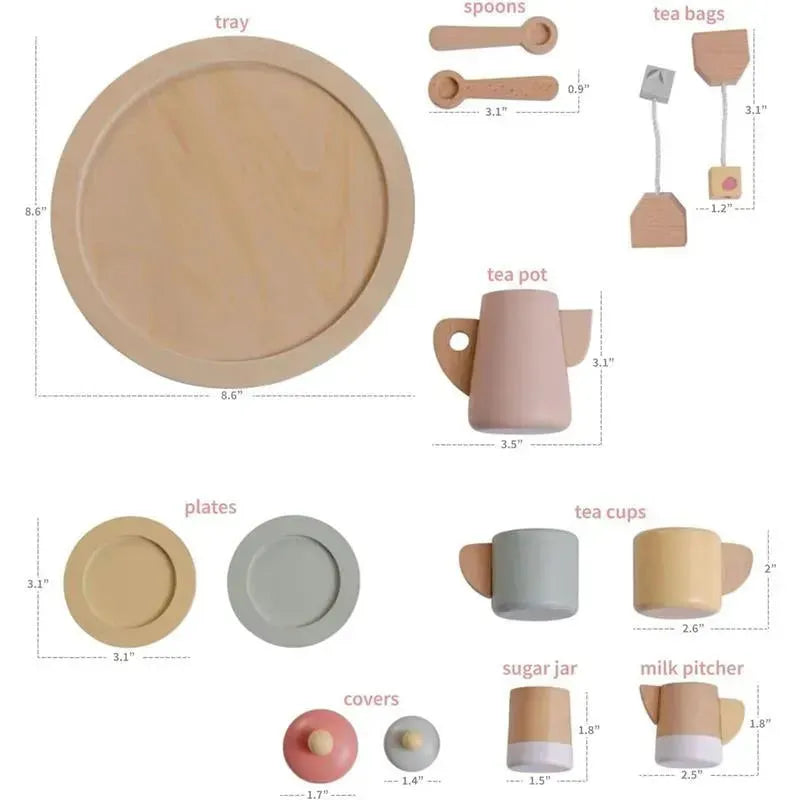 JC Toys - Real Wood 12 Piece Tea Party Set, Parfait Collection, Ages 3+, Twiggly Toys  Image 6