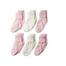 Jefferies Socks 6Pk Cotton Turn Cuff Light Pink & White Baby Girl Socks Image 2