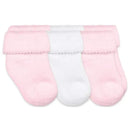 Jefferies Socks - Turn Cuff Terry Socks 3 Pk, Pink/White 0-4 Image 1