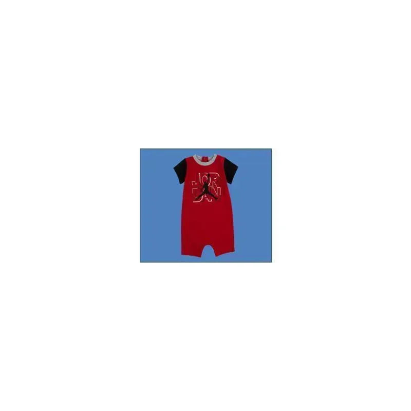 Jordan Baby Boy Jumpmen Romper, Red & Black with Lettering Image 1