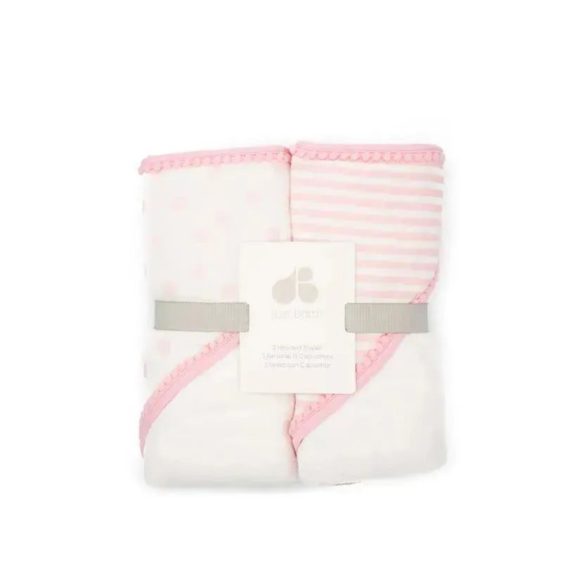 Just Born 2 Piece Pink Hooded Baby Towels Image 1