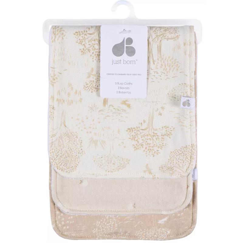 Just Born - 3Pk Burp Cloths Neutral Tan Image 2
