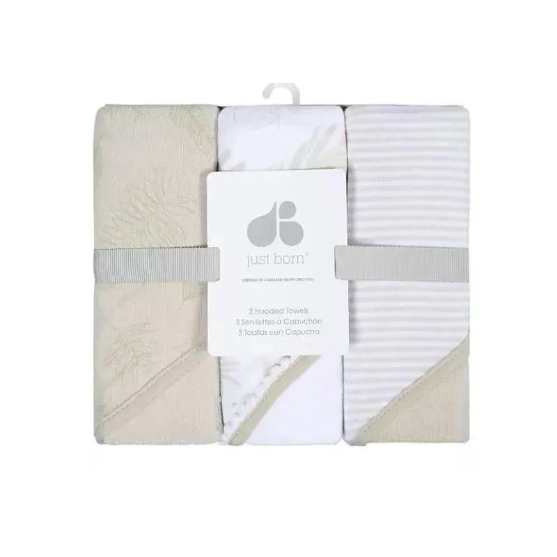 Just Born - 3Pk Terry Hooded Towel, Natural Foliage Image 1