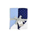 Just Born Sparkle Navy Blue & Light Blue 2 Pack Hooded Towel Set Image 1