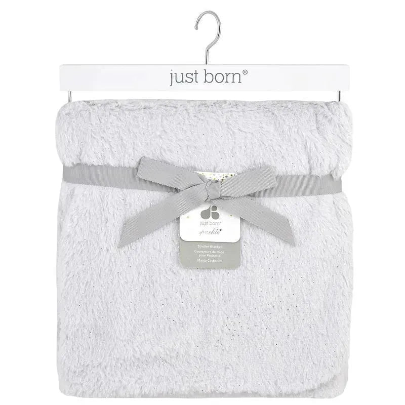 Just Born Sparkle Plush Blanket, Grey Image 1