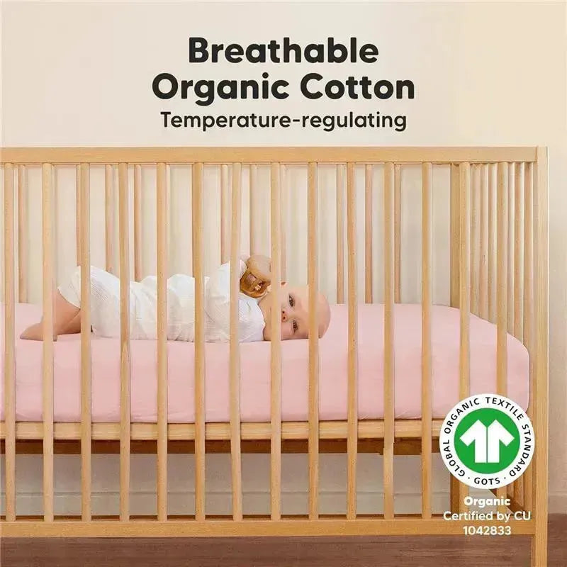 Keababies - 2-Pack Organic Cotton Fitted Crib Sheet, Rose Image 8