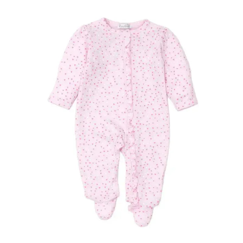 Kissy Kissy - Baby Girl Footie With Zip Hearts, White/Pink Image 1