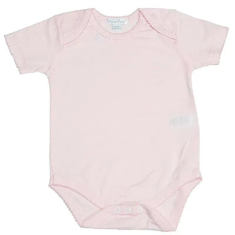 Kissy Kissy - Baby Girl Pointelle Short Sleeve Bodysuit, Pink Image 1