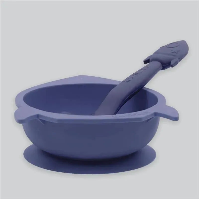 Kushie - Silibowl Silicone Bowl and Spoon Blue Image 2