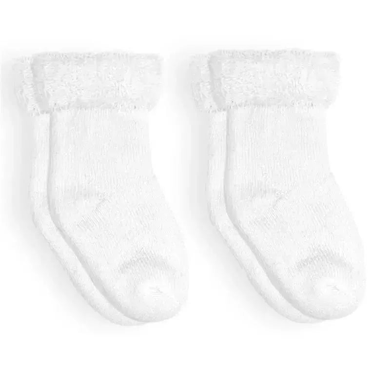 Kushies Baby - 2Pk Socks Terry, 3/6M, White Solid Image 1