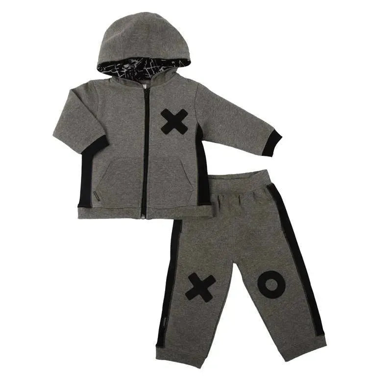 Kushies - Mini Ls Zip Hoodie & Pant Set Heather Grey Image 1