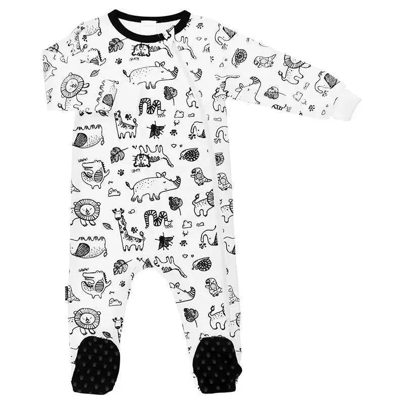 Kushies Side Zip Sleeper Zoo White/Black print  Image 1