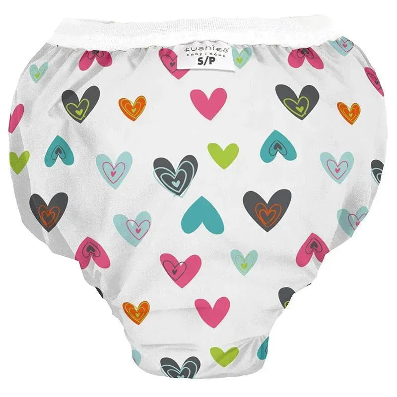 Kushies Taffeta Waterproof Training Pant, White Doodle Hearts Image 1