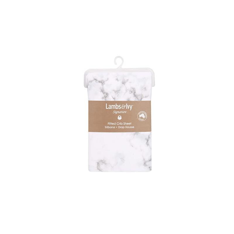 Lambs & Ivy Gray Marble Baby Crib Fitted Sheet Image 4