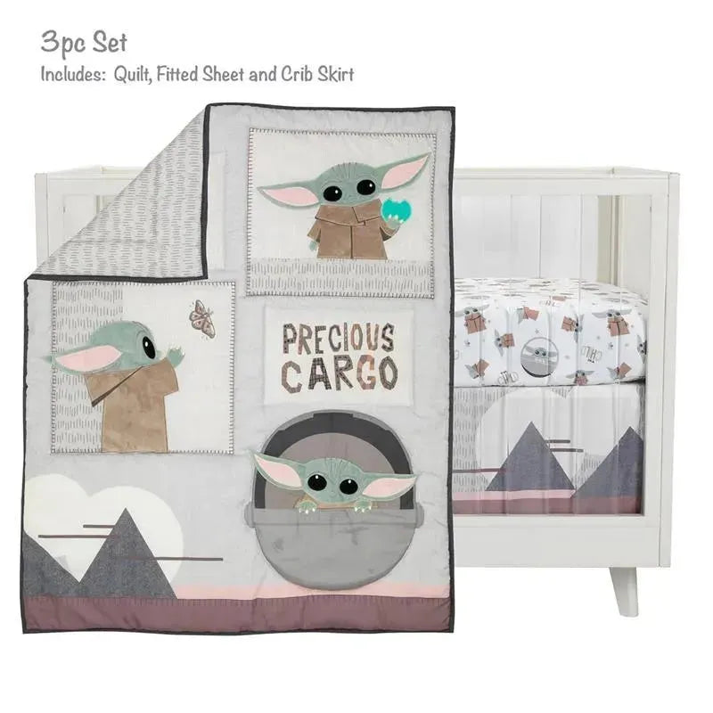 Lambs & Ivy - 3Pk Star Wars The Child Baby Yoda Baby Crib Bedding Set Image 2