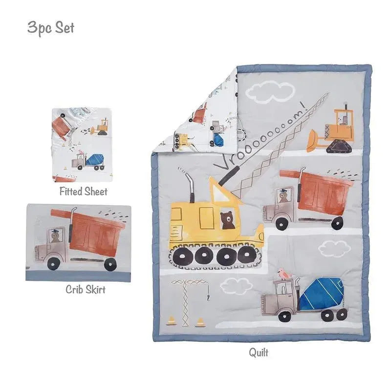 Lambs & Ivy - 3Pk Construction Zone Trucks Nursery Baby Crib Bedding Set Image 6