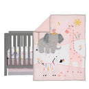 Lambs & Ivy - 3Pk Jazzy Jungle Safari Animals Pink Baby Crib Bedding Set Image 2