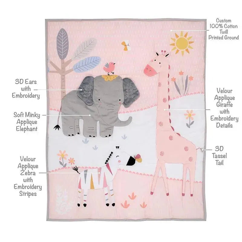 Lambs & Ivy - 3Pk Jazzy Jungle Safari Animals Pink Baby Crib Bedding Set Image 3