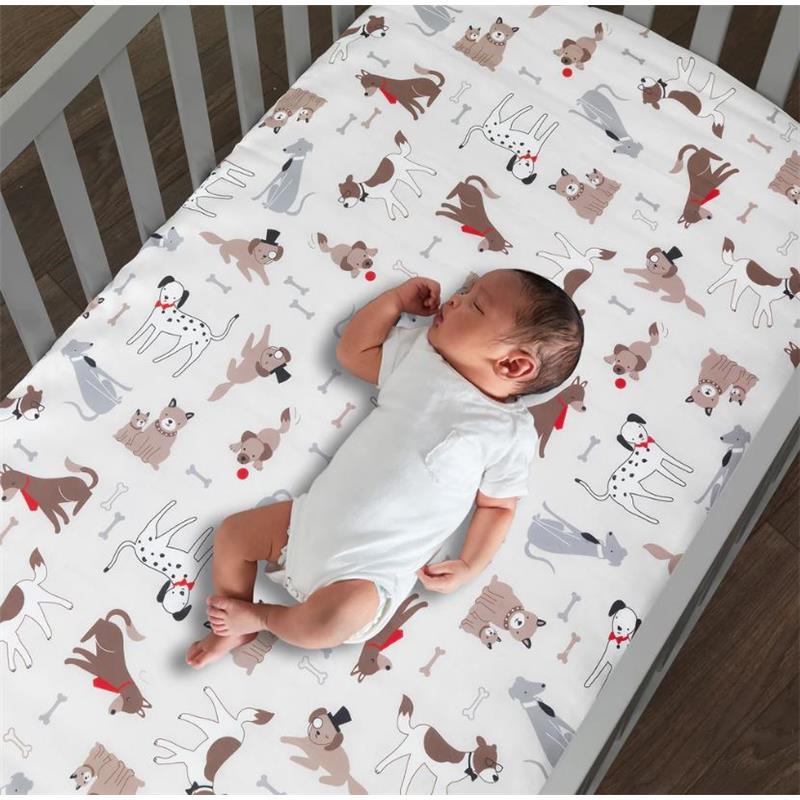 Lambs & Ivy - Bow Wow Gray/Tan Dog/Puppy Nursery 3Pk Baby Crib Bedding Set Image 6