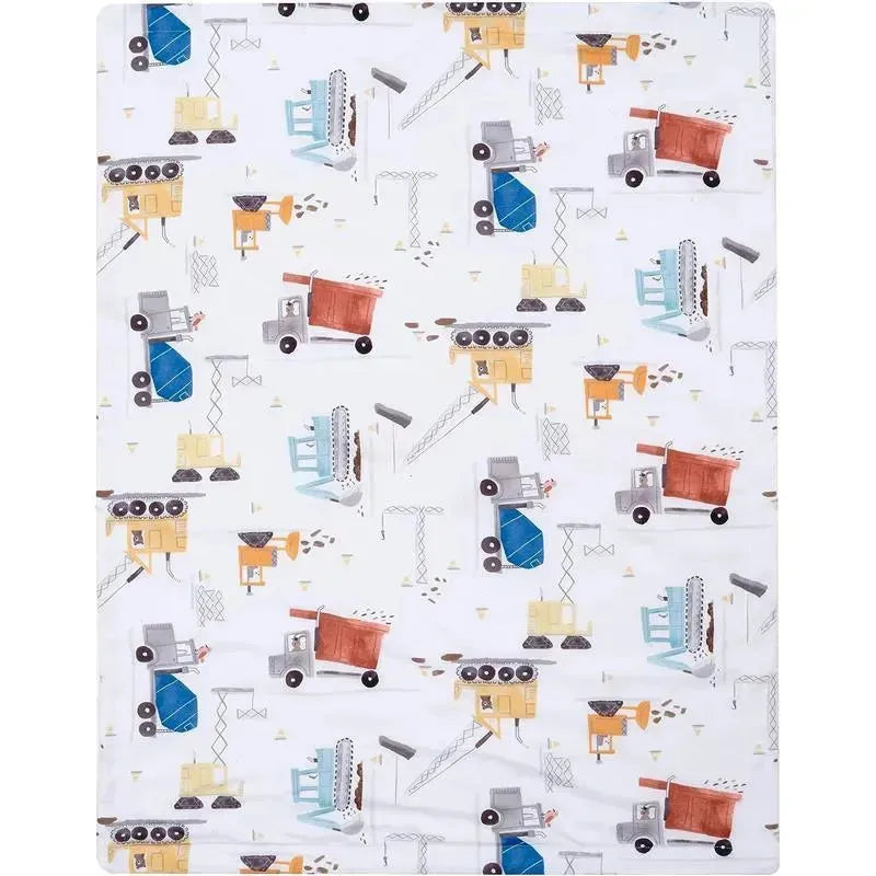 Lambs & Ivy - Construction Zone White Cozy Fleece Trucks Baby Blanket Image 3