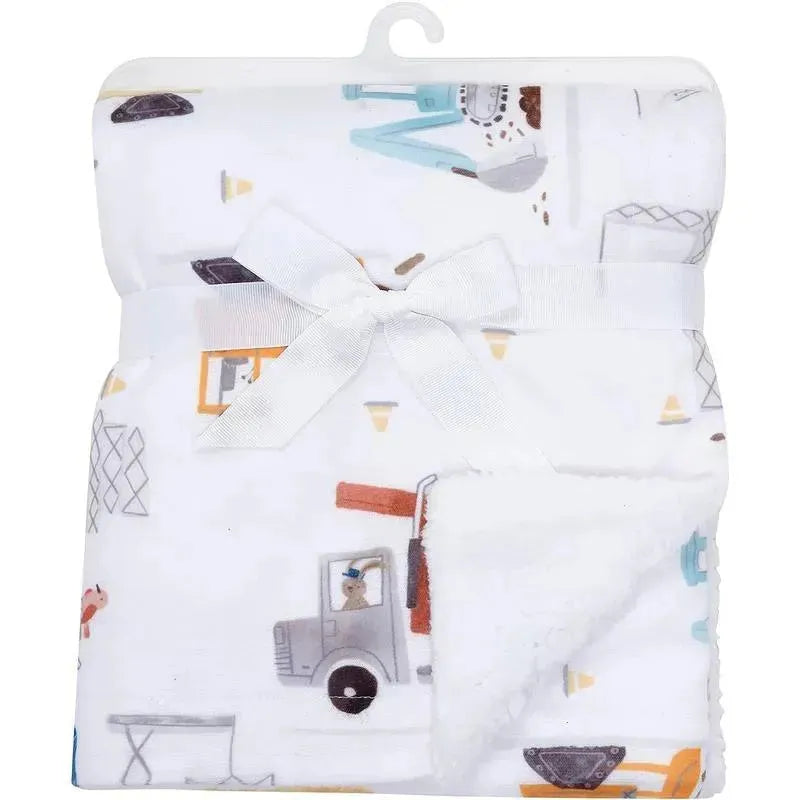 Lambs & Ivy - Construction Zone White Cozy Fleece Trucks Baby Blanket Image 5