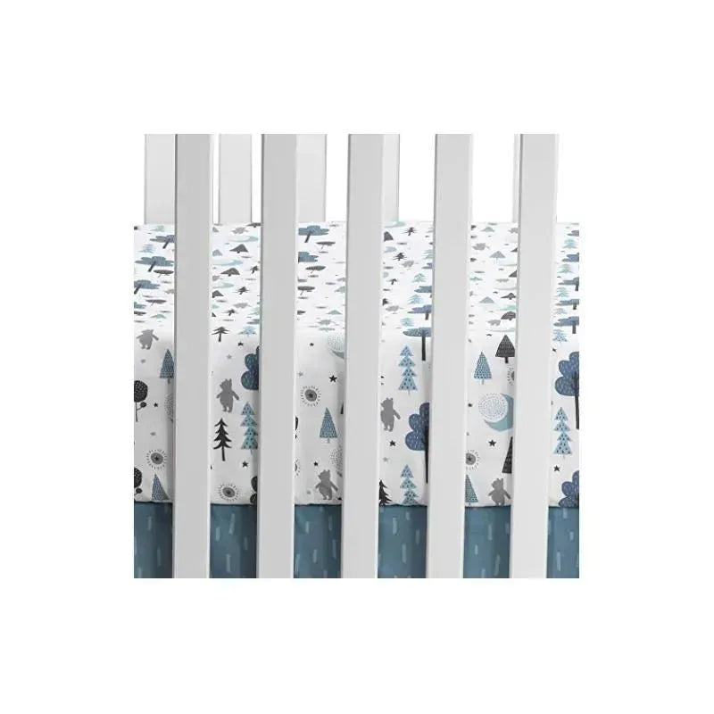 Lambs & Ivy - Disney Baby Forever Pooh White/Blue Bear Fitted Crib Sheet Image 2