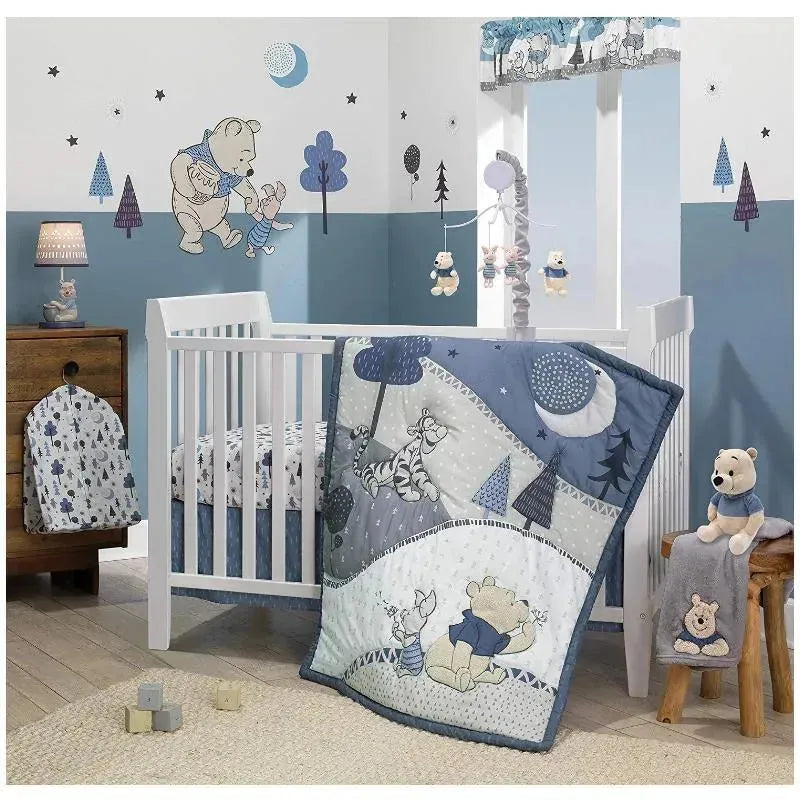 Lambs & Ivy - Disney Baby Forever Pooh White/Blue Bear Fitted Crib Sheet Image 4
