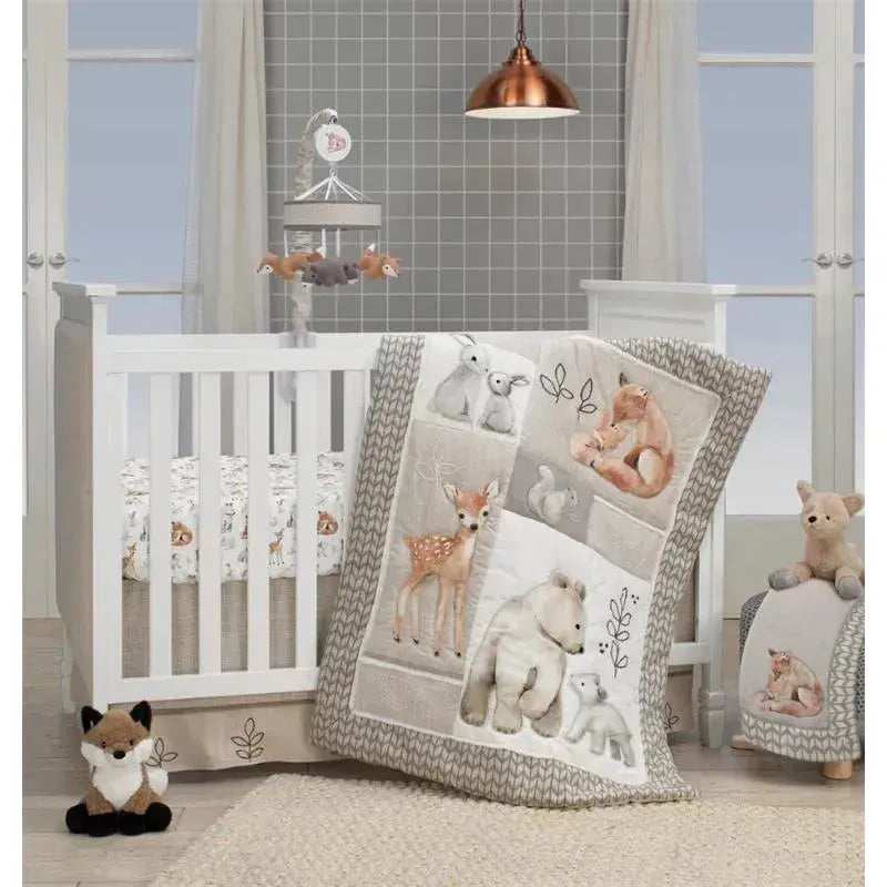 Lambs & Ivy - Painted Forest Fox Coral Fleece Baby Blanket, Gray Image 3