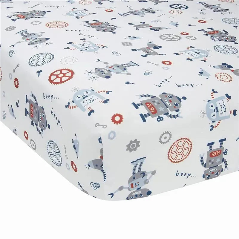 Lambs & Ivy Robbie Robot Crib Sheet Image 1
