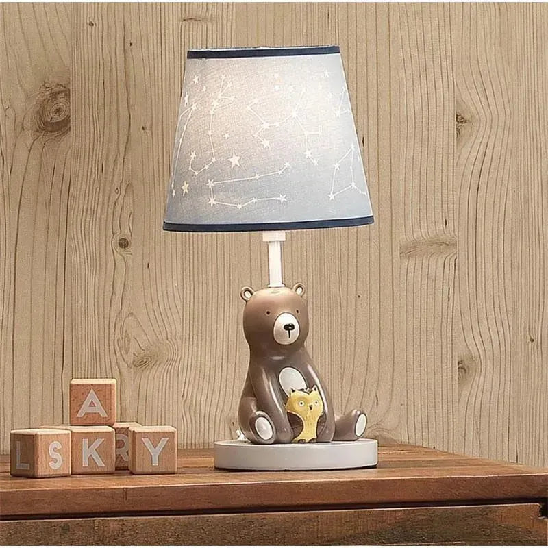 Lambs & Ivy - Sierra Sky Blue/Brown Bear Nursery Lamp with Shade & Bulb Image 2