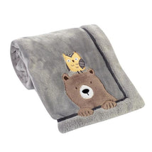 Lambs & Ivy - Sierra Sky Grey Bear/Owl Soft Fleece Baby Blanket Image 2
