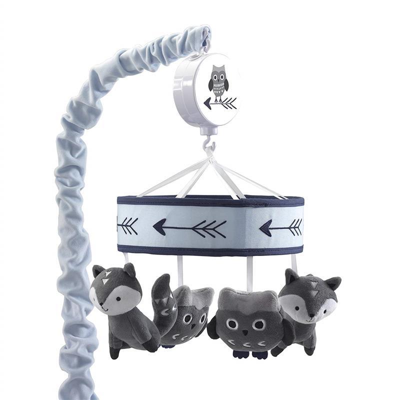 Lambs & Ivy Stay Wild Musical Baby Crib Mobile, Gray/Blue Image 1