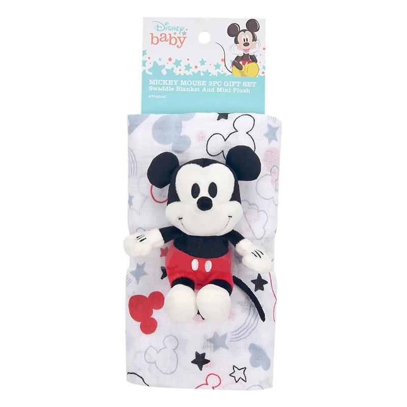 Lambs & Ivy Swaddle Blanket & Plush Toy Gift Set, Mickey Mouse Image 4