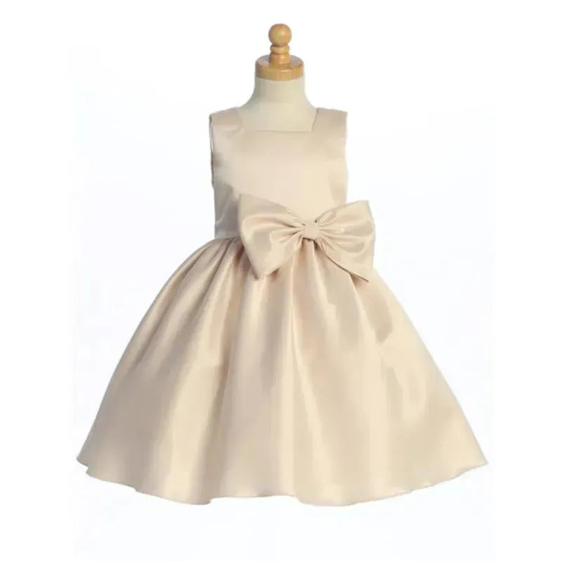 Lito - Baby Girl Satin Dress With Bow Chardoney Image 1