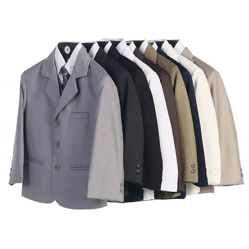 Lito - Boy's 3 Button 5 Piece Suit With Shirt, Vest, And Tie (Light Gray) Image 3