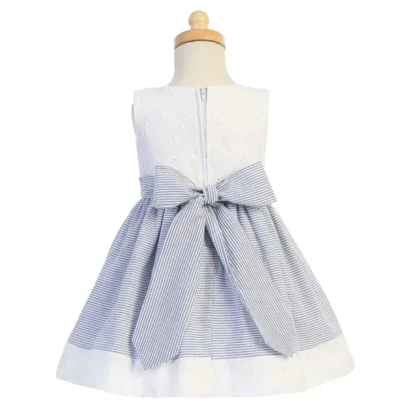 Lito - Cotton Embroidered Eyelet Dress, Blue  Image 2