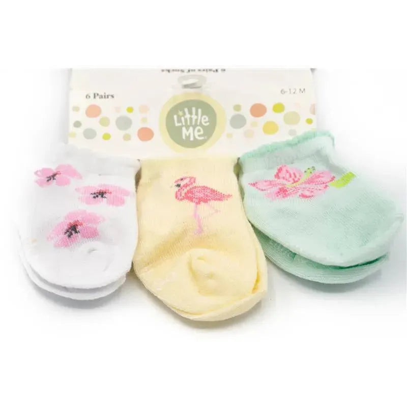 Litte Me Flamingo 6pk Baby Girl Socks Image 2