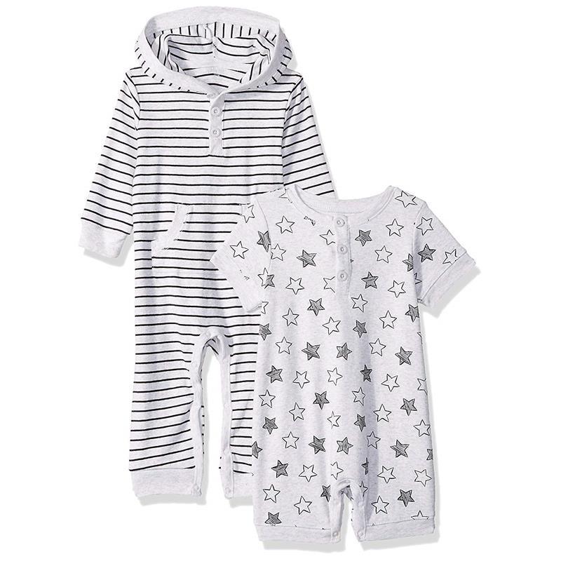 Little Me - 2 Pack Coverall and Romper, Star  Image 1