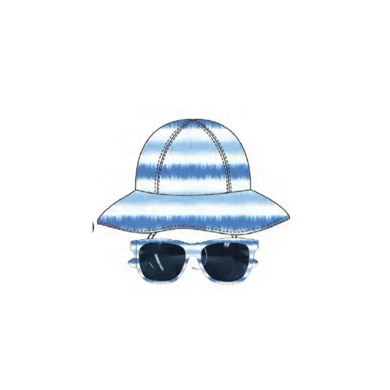 Little Me - 2Pc Boy Hat & Sunglass Set Tie Dye, Blue/White, 0/12M Image 1