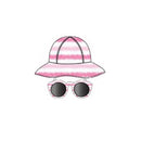 Little Me - 2Pc Girl Hat & Sunglass Set In Pink/White, 0/12M Image 1