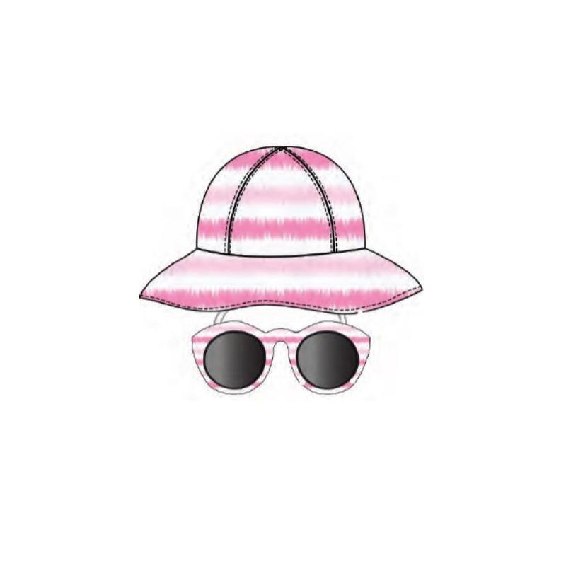 Little Me - 2Pc Girl Hat & Sunglass Set In Pink/White, 0/12M Image 1