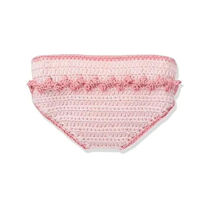 Little Me 2Pc Hand Crocheted Owl Hat & Diaper Cover - Pink Image 3