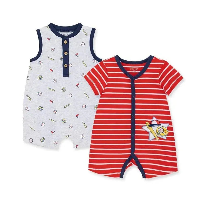 Little Me - 2Pk Baby Boy Baseball Cotton Rompers  Image 1