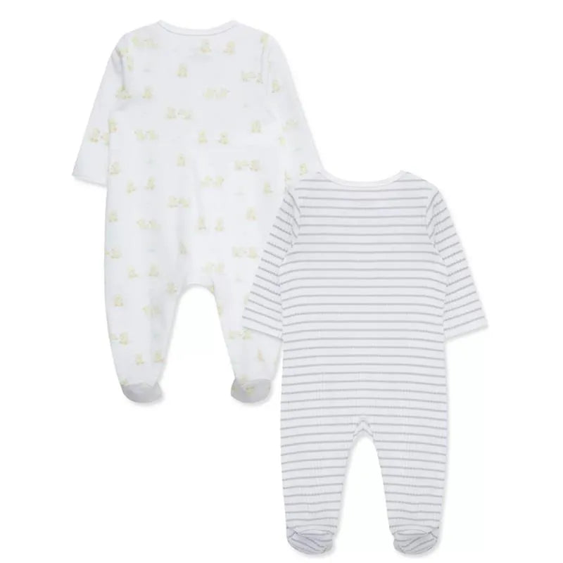 Little Me - 2Pk Baby Footies Ducks White Image 2