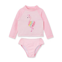 Little Me - 2Pk Baby Girl Flamingo Long Sleeve Rashguard Pink Image 1