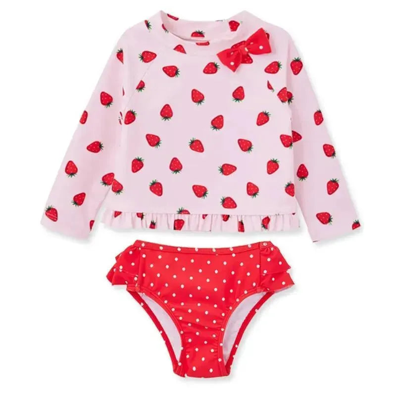 Little Me - 2Pk Baby Girl Swim Rash Guard Set, Strawberry Image 1