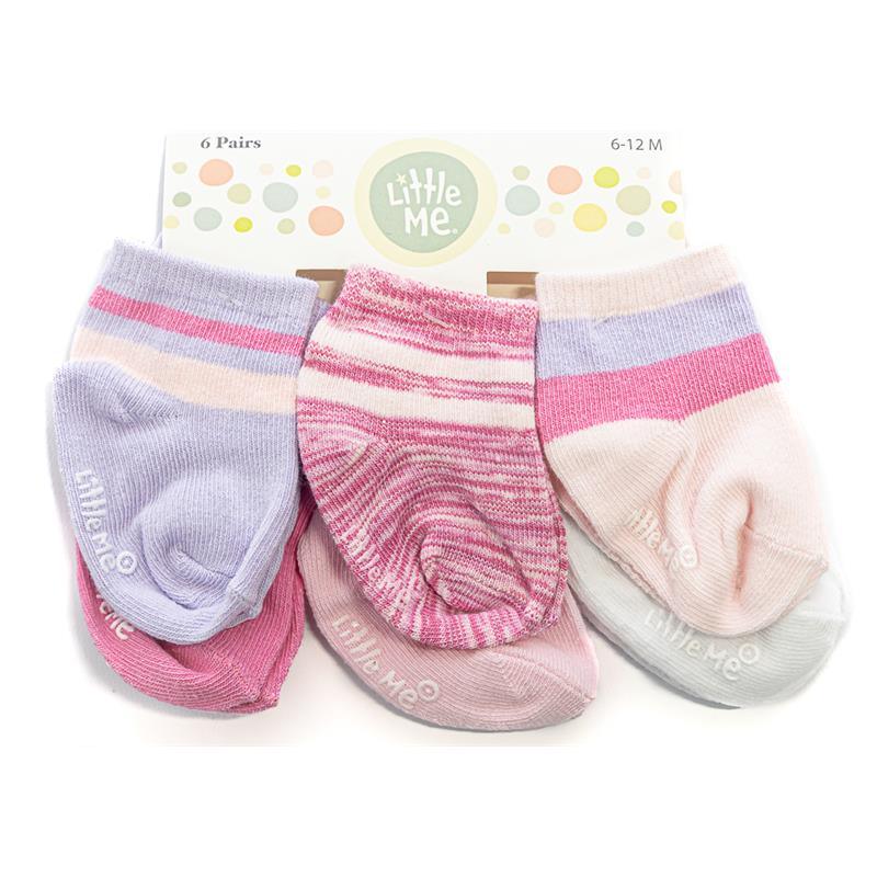Little Me 6pk Purple & Pink Athletic Socks For Baby Girl Image 1