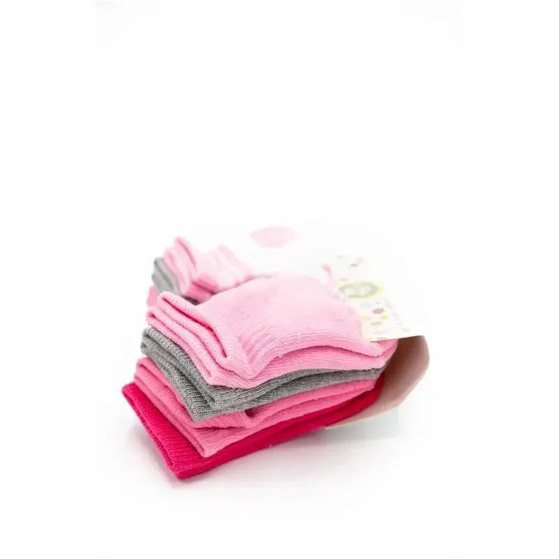 Little Me 8pk Half Cushion Baby Socks For Girls,Pinks and Grey Image 3